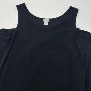 Chicos Travelers Black Slinky Knit Scoop Neck Sleeveless Maxi Dress Size 3 16/18